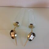 Pair of brass wall lamps conical glasses from the 60's