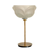 Table lamp with a translucent lampshade, art deco style, mounted on a gilded foot