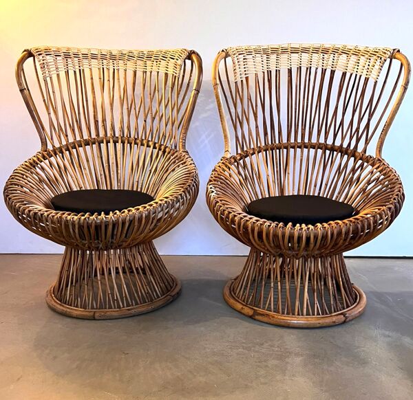 Paire de fauteuils Margherita design Franco Albini éditées par Bonacina