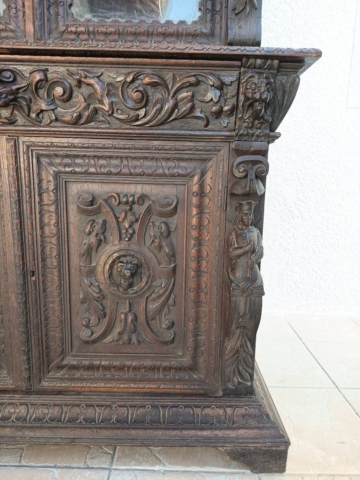 19th Century Oak Renaissance Library Buffet