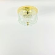 Flower shaped brass & glass flush mount from limburg, germany, 1960s