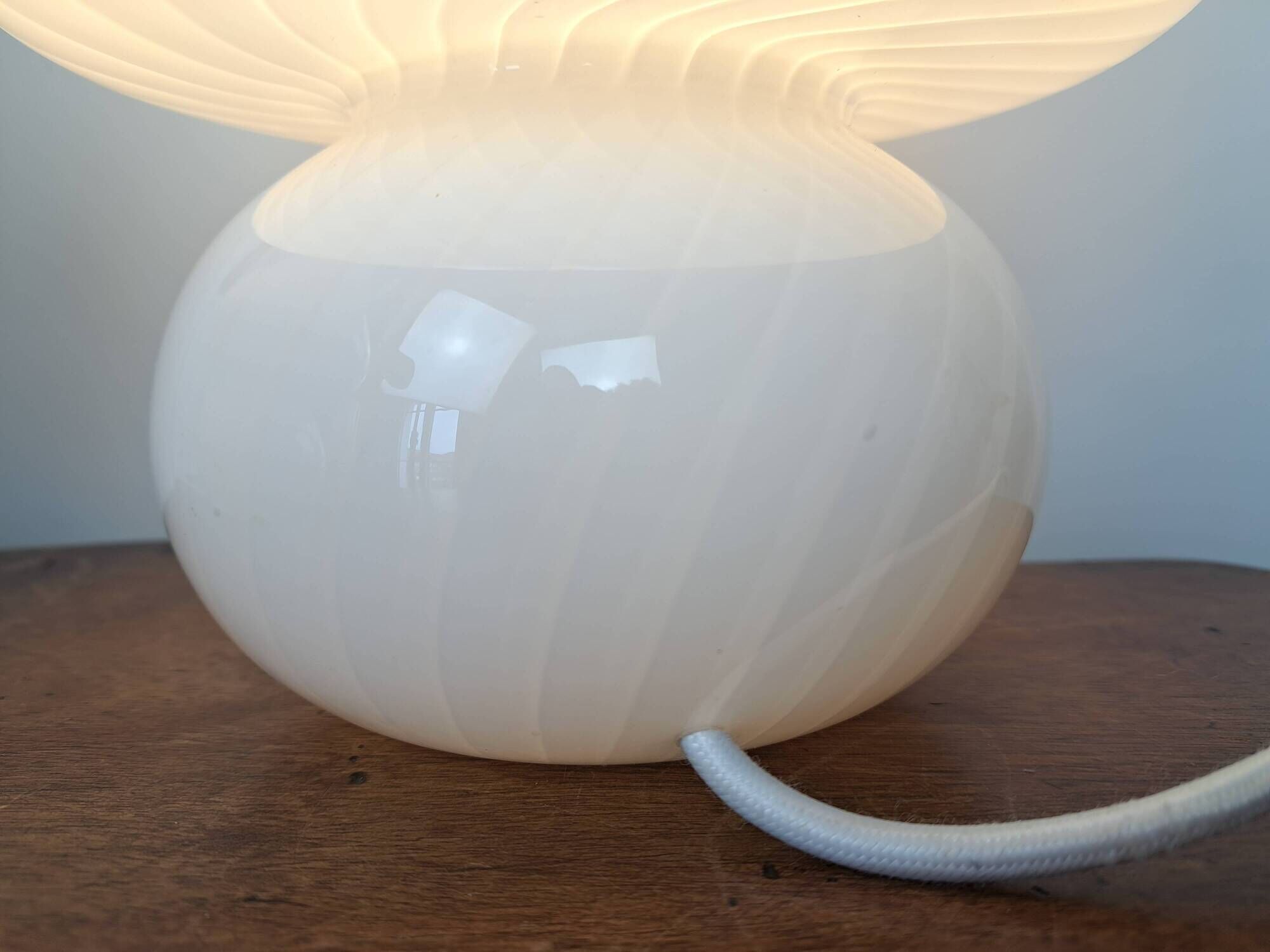 Paire de lampe de chevet champignon en verre soufflé Murano vintage
