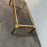 Gold-tone metal and imitation elm burl coffee table