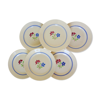 6 vintage flat plates K-G Luneville porcelain Mat model 210337