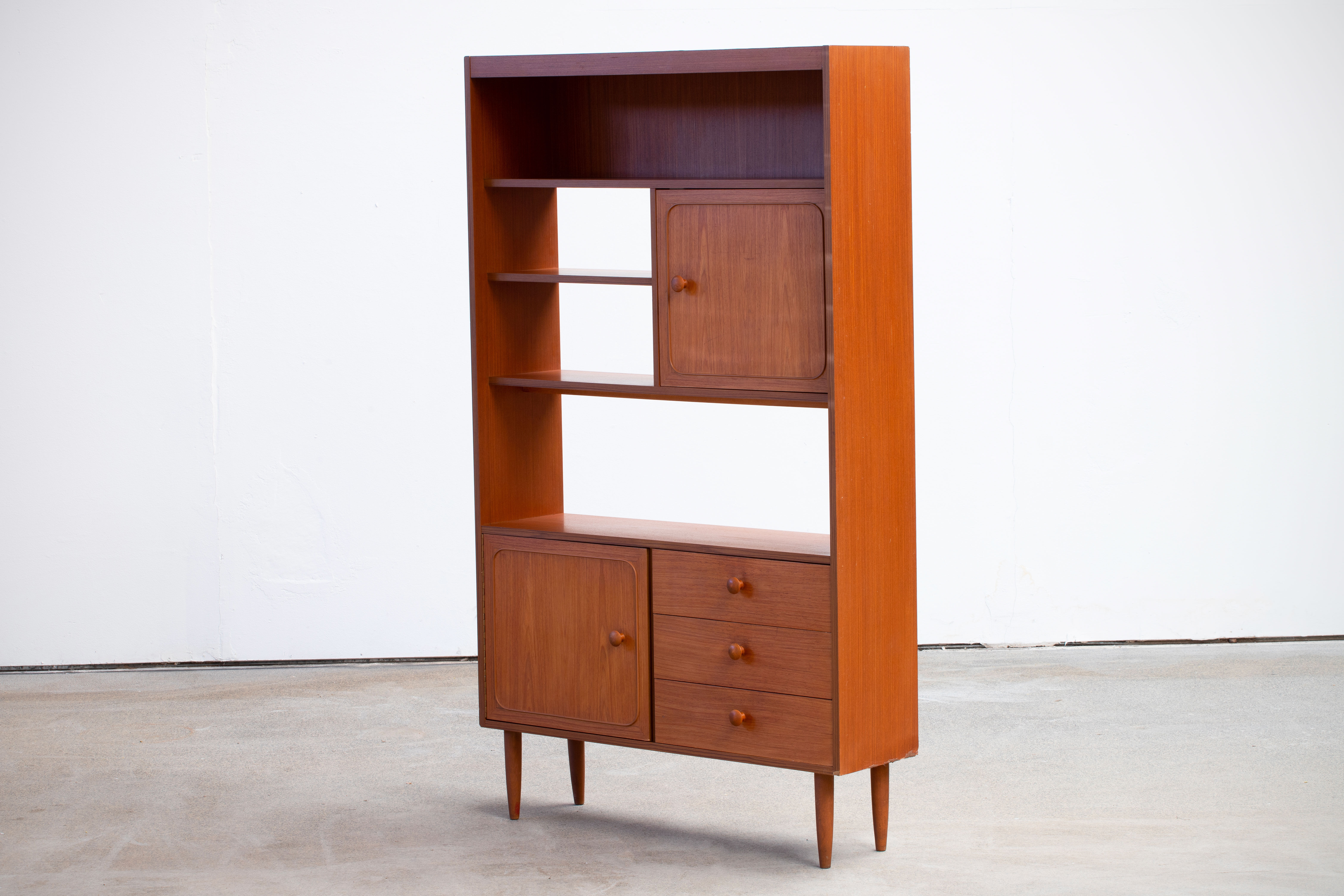 Scandinavian library in vintage teak 1960