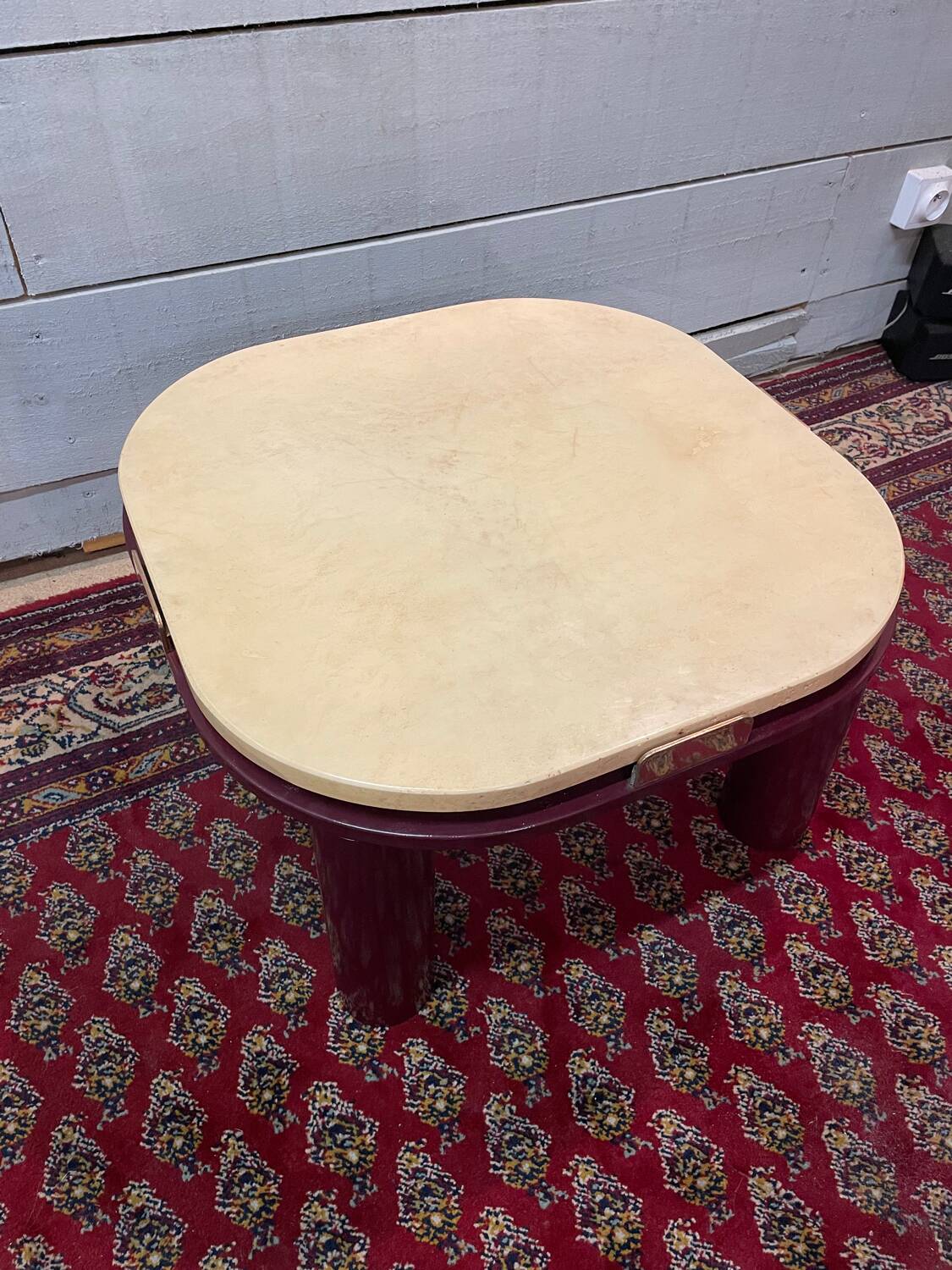 Coffee table end of sofa travertine design Roche Bobois