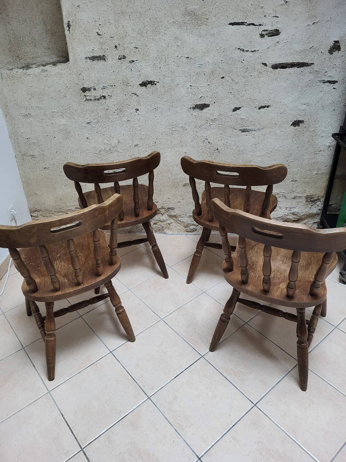 4 chaises Western en bois courbé
