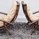 Vintage wicker armchair pair