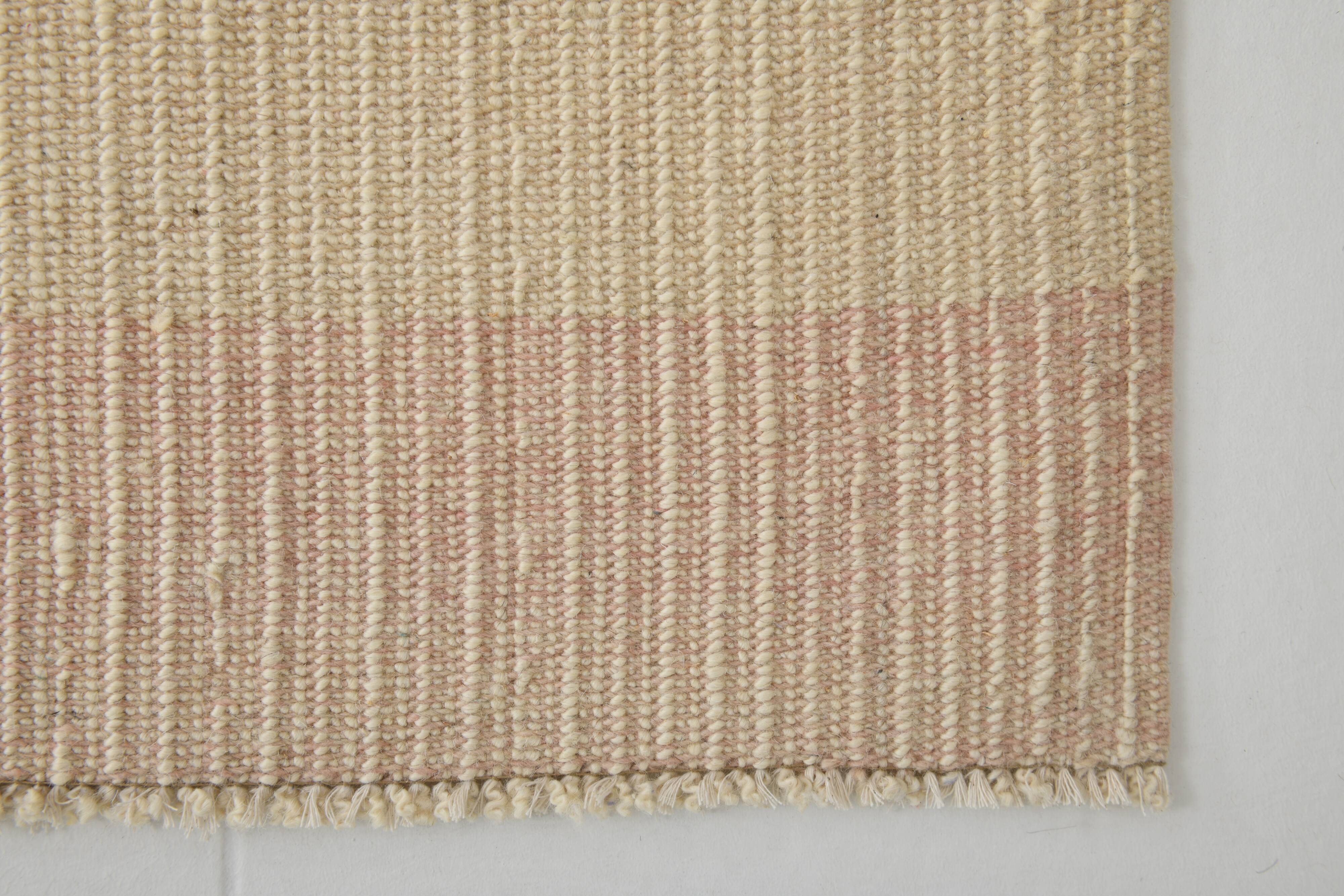 7x10 Light Pink Handmade Wool Jute Kilim Rug, 224x325Cm