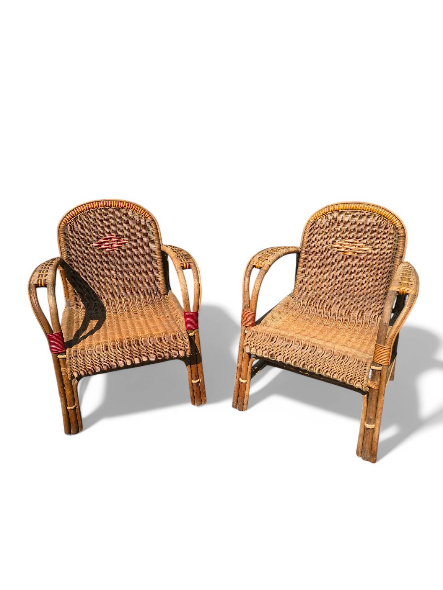 Pair of vintage rattan armchairs