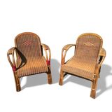 Pair of vintage rattan armchairs