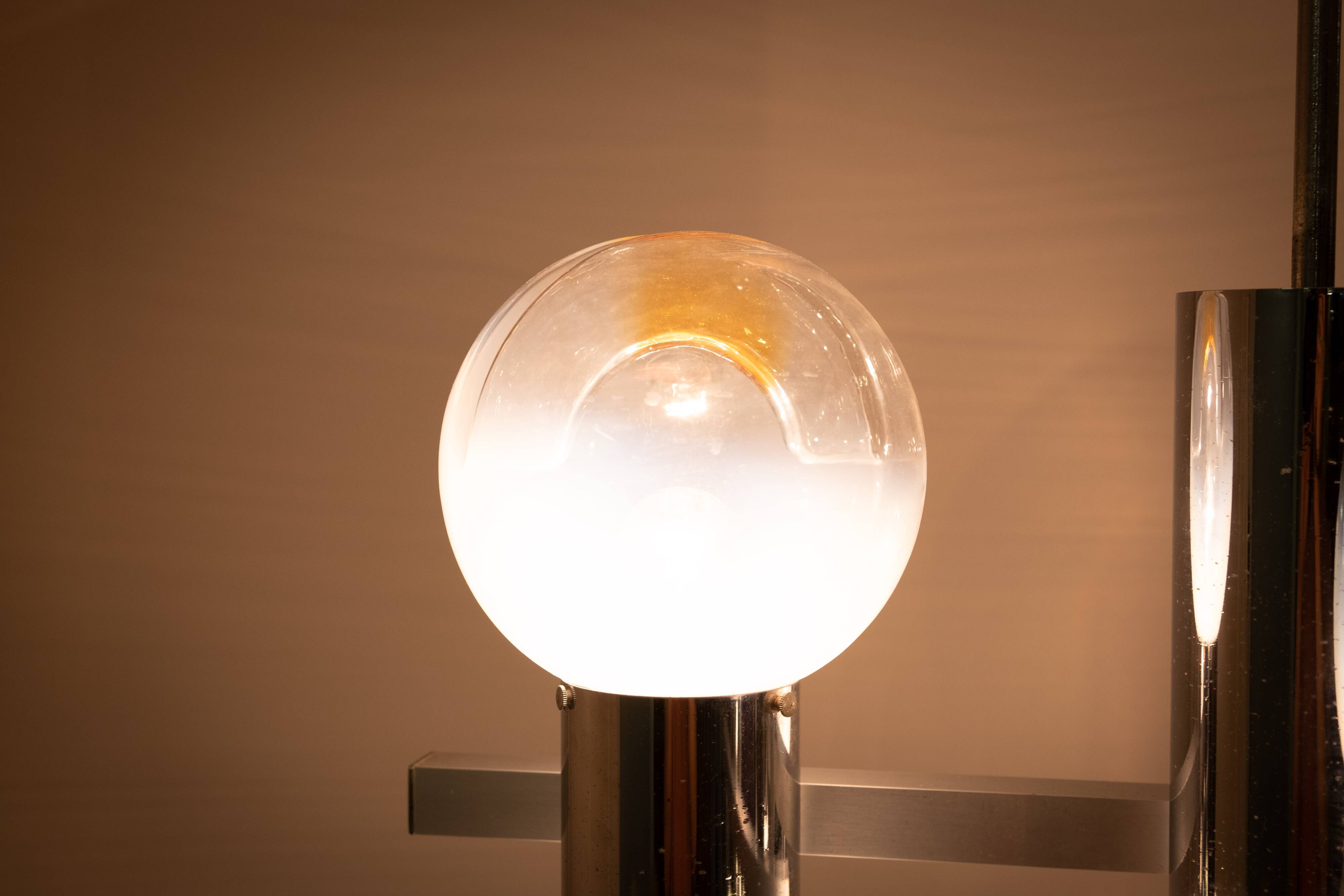 Mazzega Murano Chandelier / Space Age Glass Pendant Light 1970s Italy