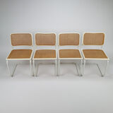 Set of 4 Tubular Frame and Cane Cantilever dining chairs, Italy, 1980s