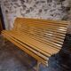 Vintage French garden bench in pine, mid-20th century.