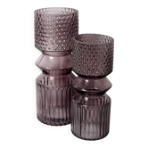 Lot de deux vases en verre vintage violet fumé / Italie / Années 1990