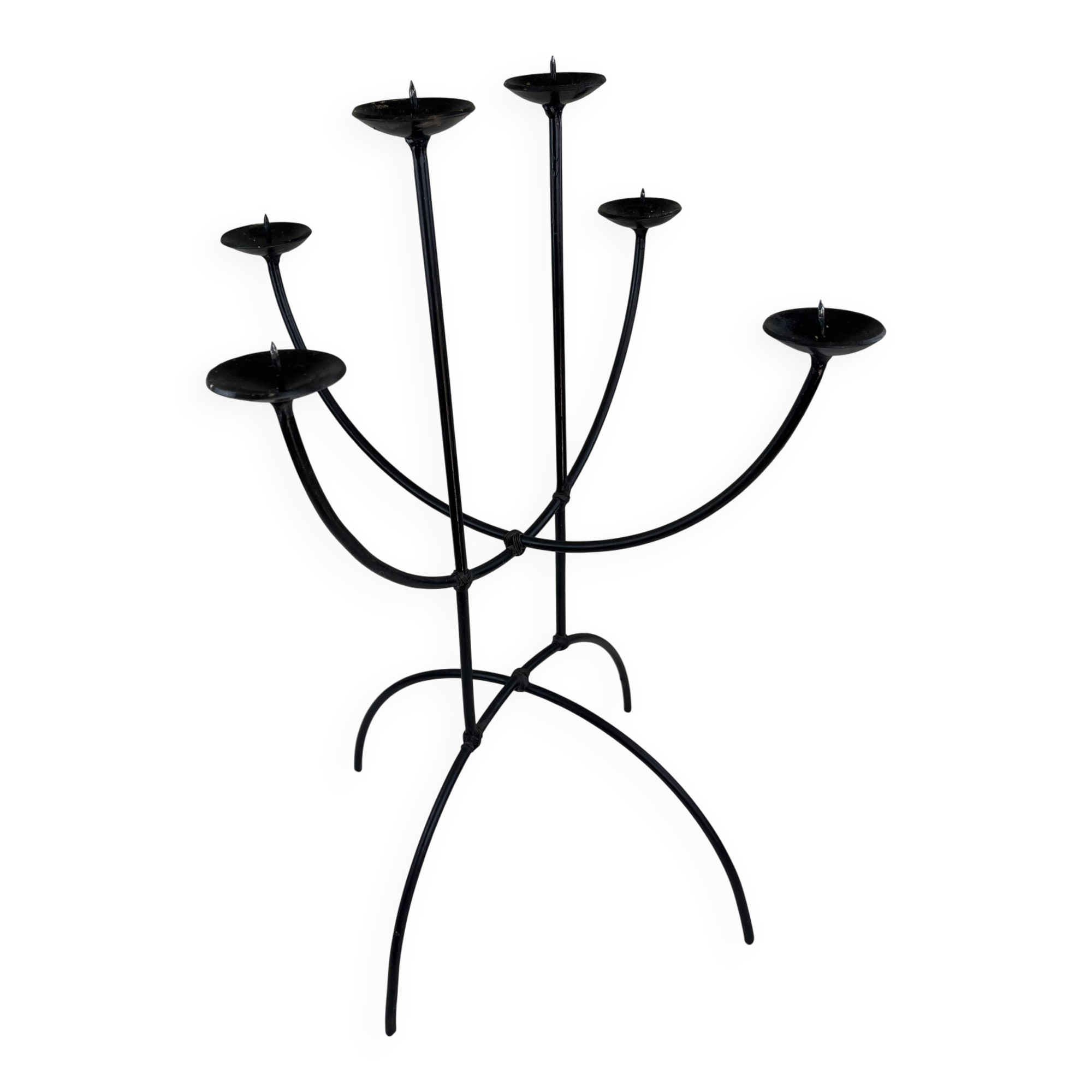 Sculptural chandelier in wrought iron