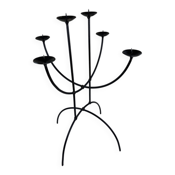 Chandelier sculptural en fer forgé