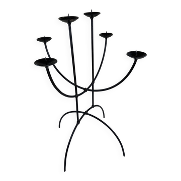 Sculptural chandelier in wrought iron