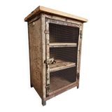 Rare French industrial military cabinet – Air Ministry, 1956 – Metal storage with oak top and wooden shelves