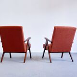 Mid Century Easy Chairs Model B 310 Var in Rusty Brown Boucle