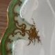 Vintage serving dish with green and gilt defects, Limoges porcelain