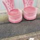 Paire de chauffeuses vintage tissu rose