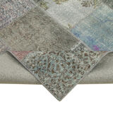 Handwoven turkish contemporary 205 cm x 300 cm grey patchwork carpet