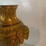 Pair of Louis XVI style candlesticks or covered vases in gilded bronze 20th century