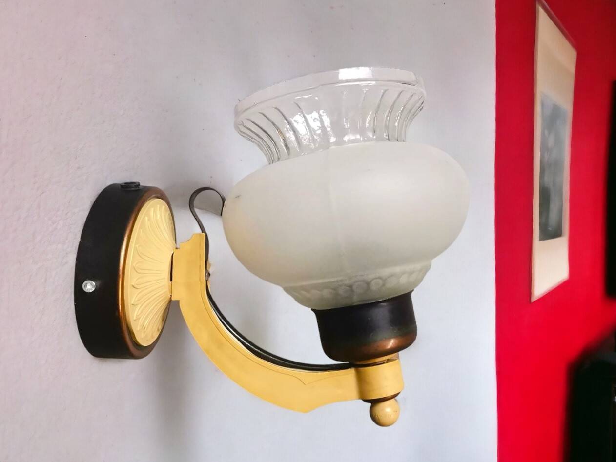 Eastern European mid century hand-blown glass wall sconce lamp 1970s
