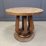 Fauteuil de chef cérémoniel africain avec table, en bois sculpté à la main, années 1960