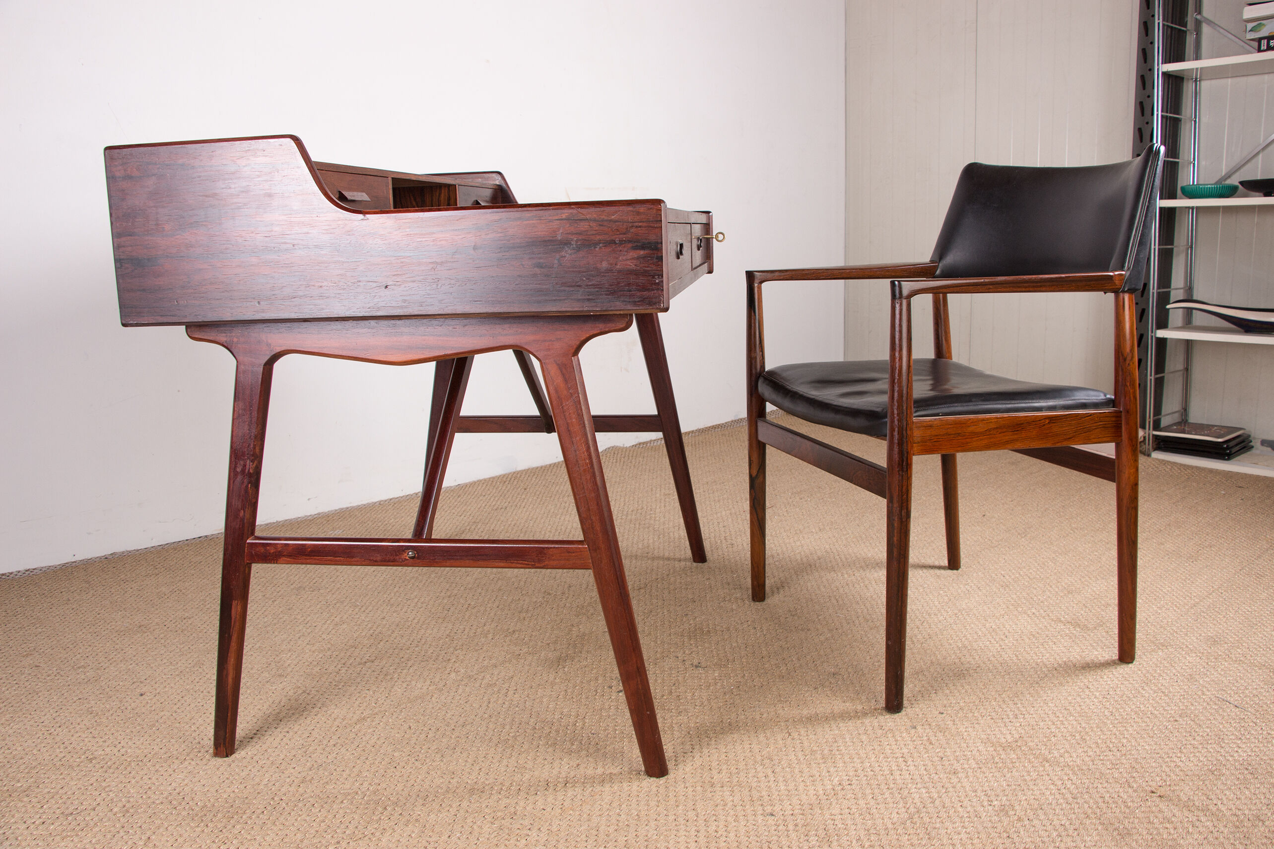 Danish rosewood desk, model 56 by Arne Wahl Iversen for Vinde Mobelfabrik 1960.