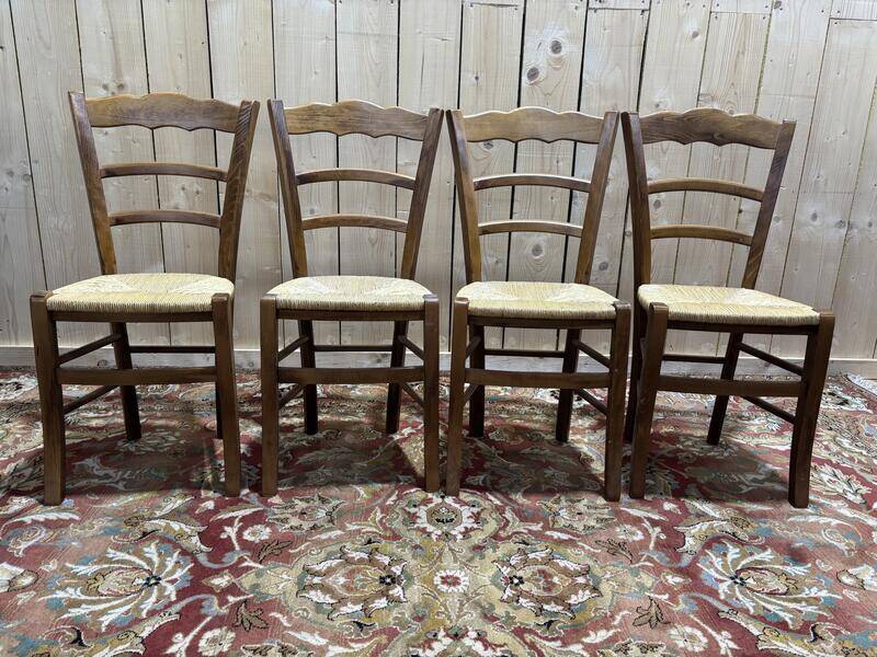 Série de 4 chaises paillées