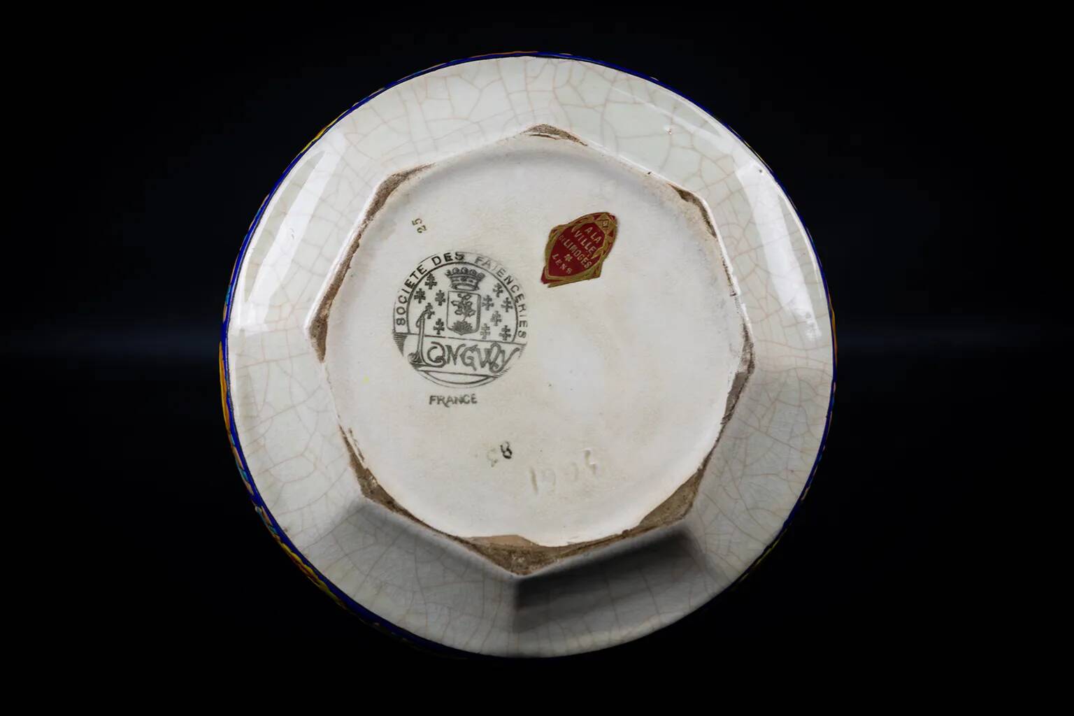 Art Deco Longwy spinning top vase in cloisonné enamel - 1930s