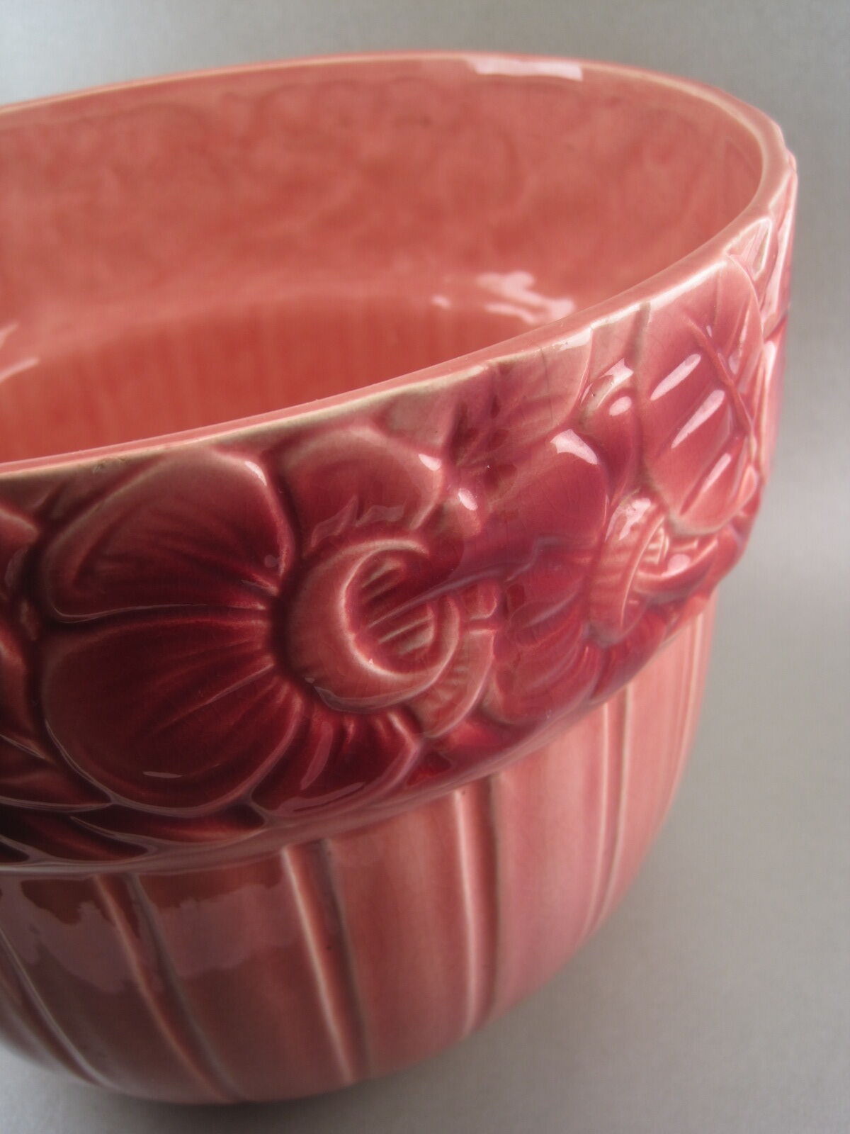Art deco pink earthenware pot cover