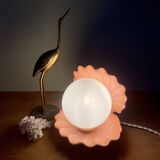 Vintage pink ceramic shell lamp