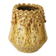 Amber Honey Ceramic Cache-Pot with Sculpted Floral Decor - Bohemian Style
