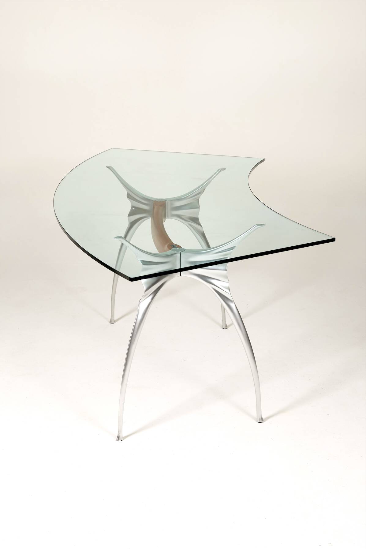 Bernard Dequet glass and aluminium desk for Protis, 1980s