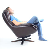 Vintage Swivel Chair In Brown Leather, Finland 1960s