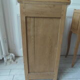 Antique bedside table in solid oak, 1 drawer, 1 door.
