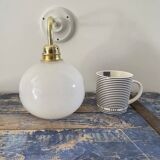 White opaline globe wall lamp