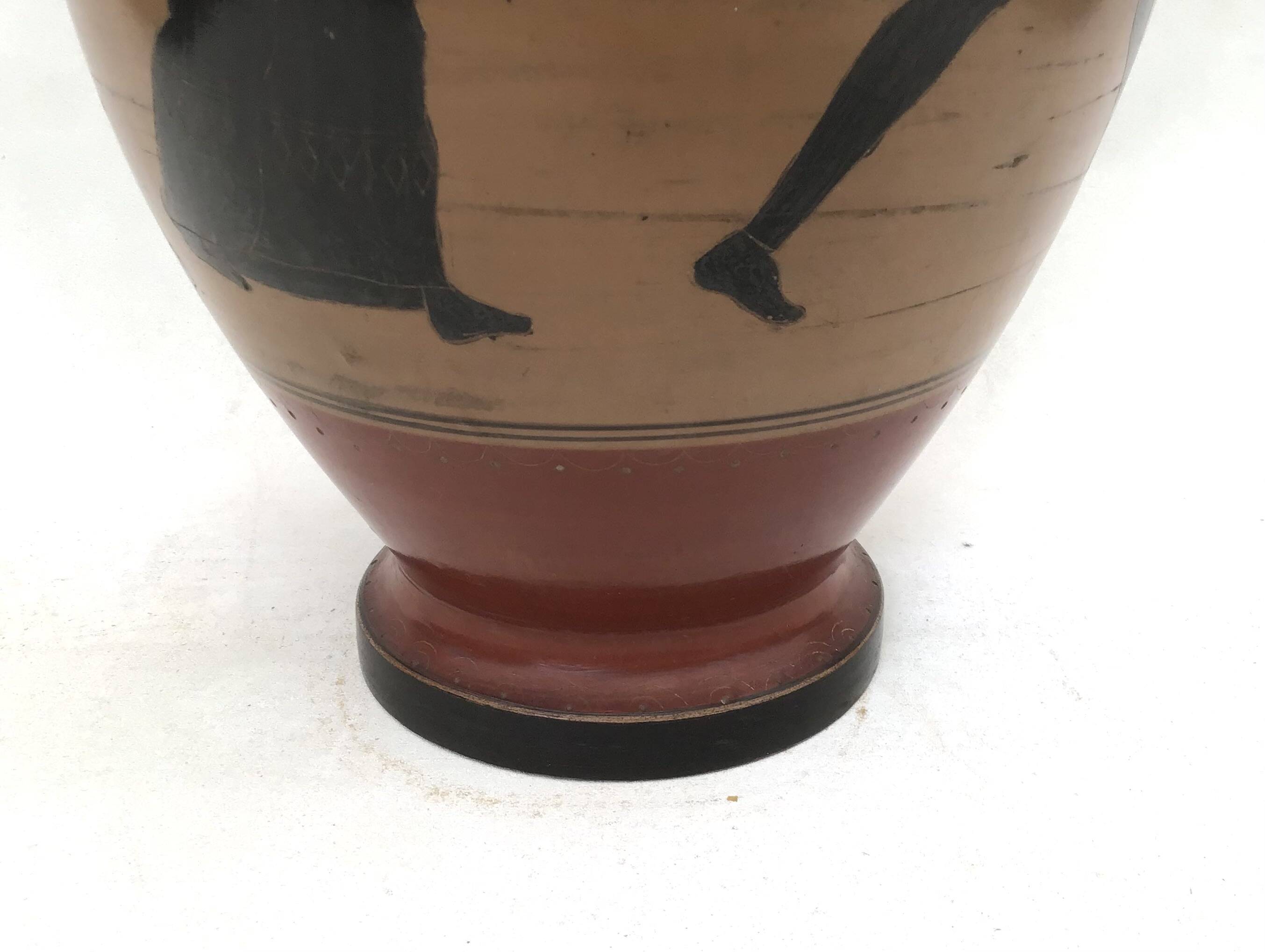Reproduction of a Greek Attic-style black-figure vase depicting warriors