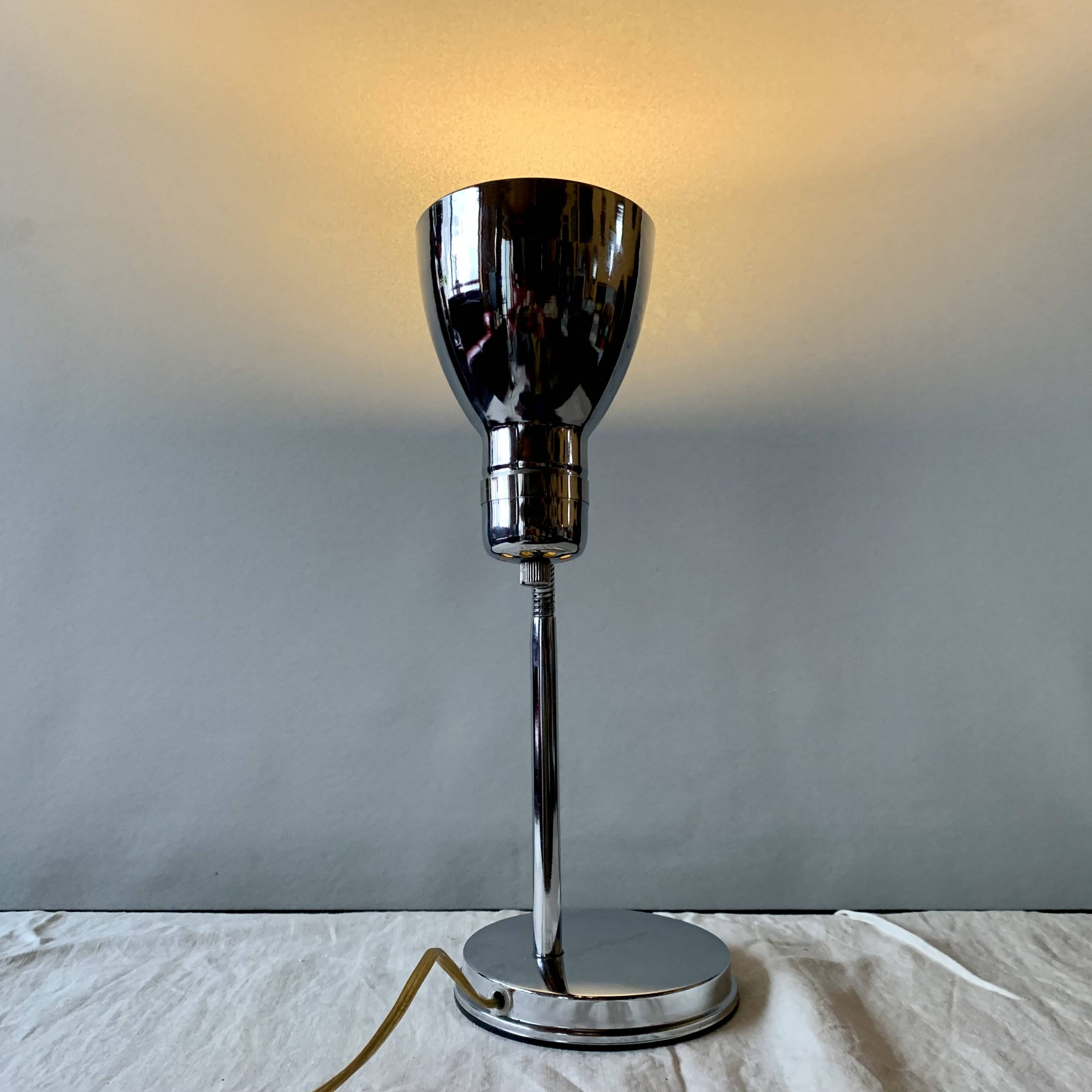 Massive vintage side lamp in chromed metal