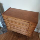 Vintage wood and rattan chest of drawers