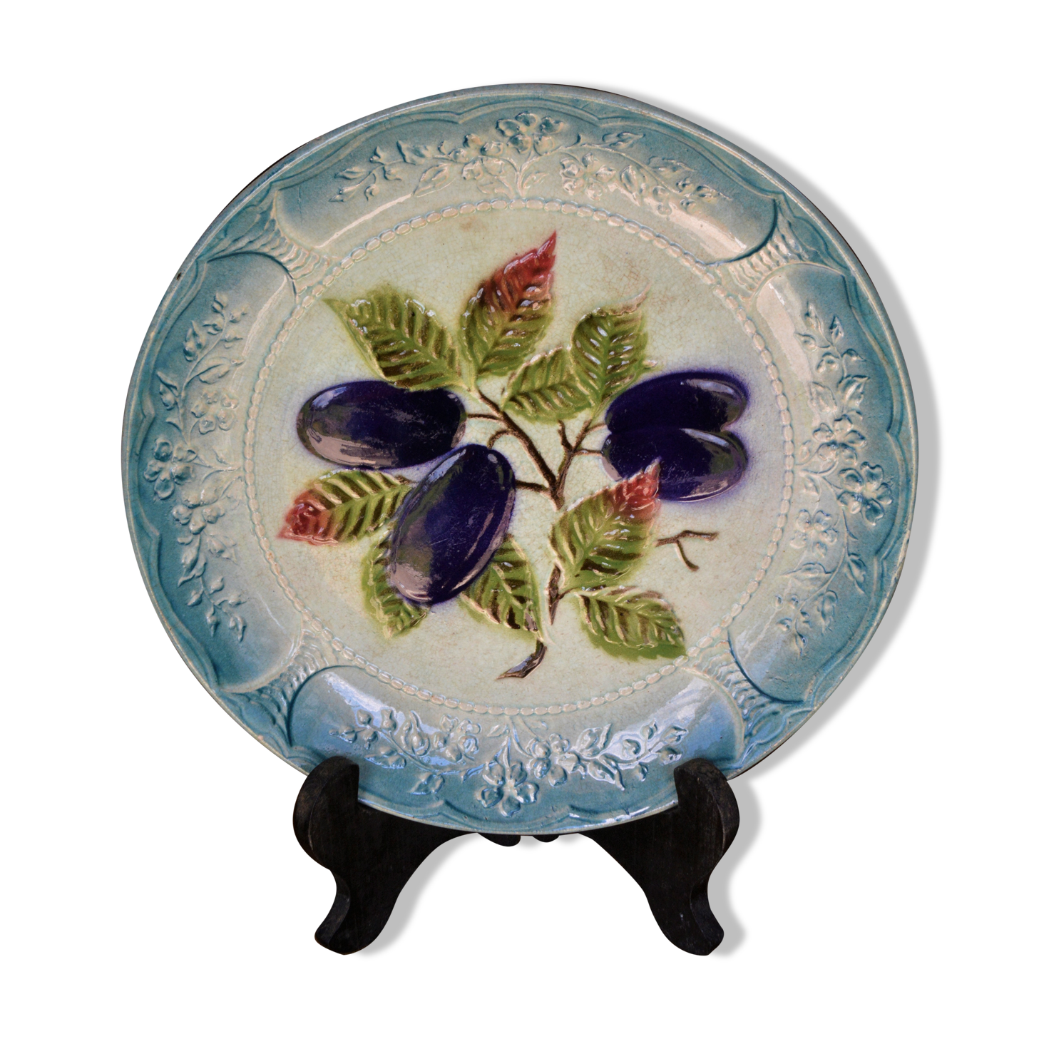 Round dish Iron Earth plum décor