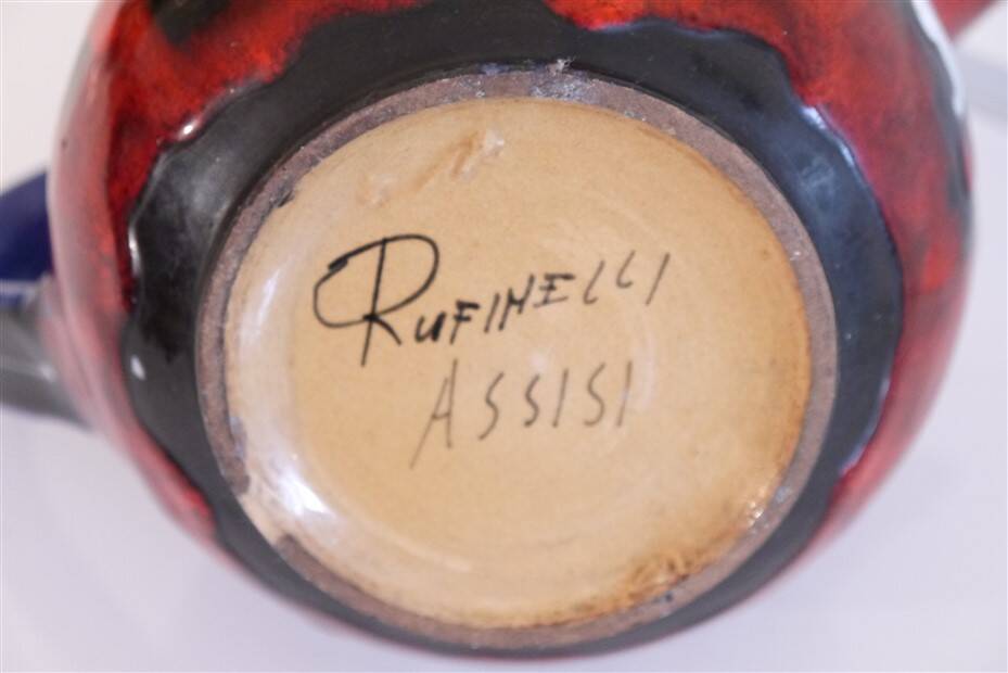 Italian vase with ceramic handle 1960