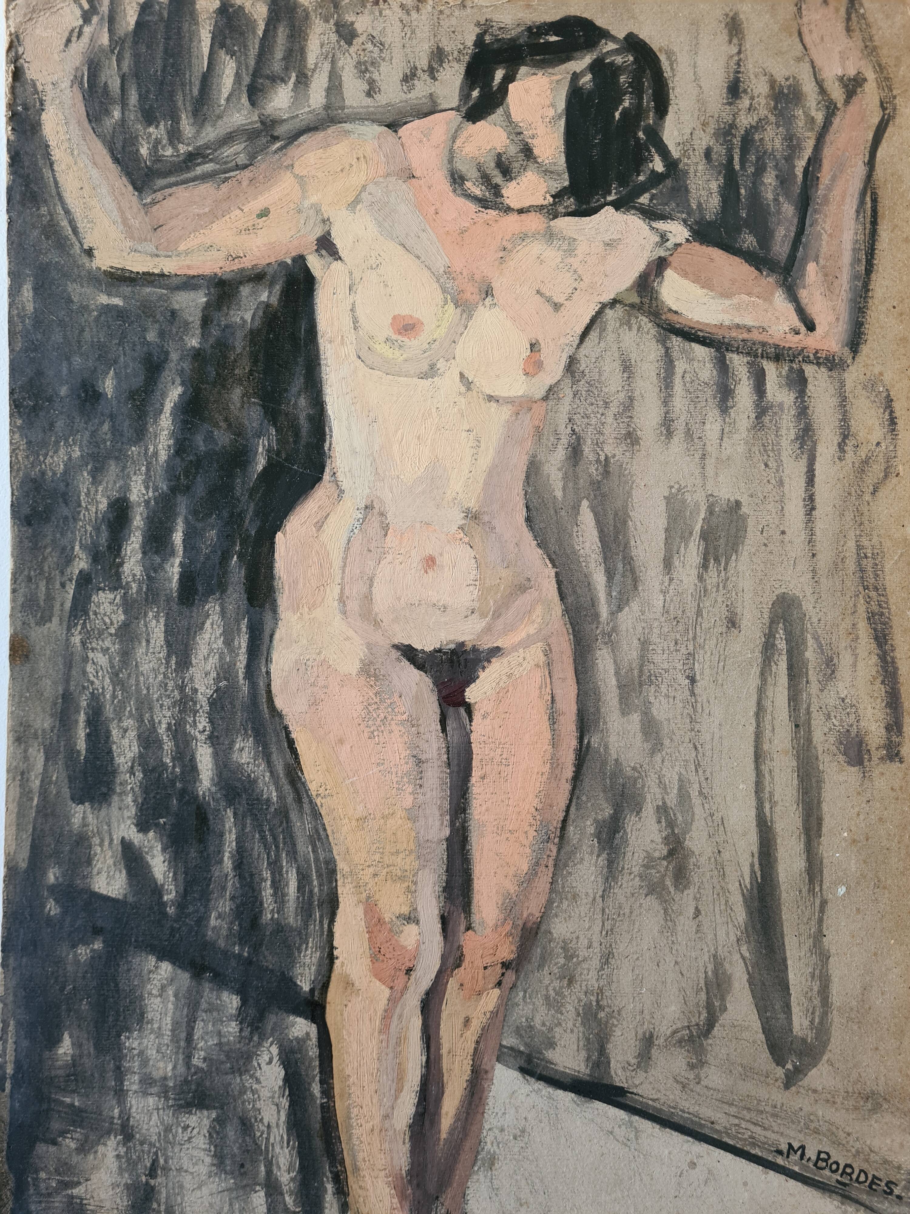 Study of nude in the workshop - oil of 1923 by Bordes