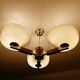 Large Art Deco pendant light in wood and glass, 1930s