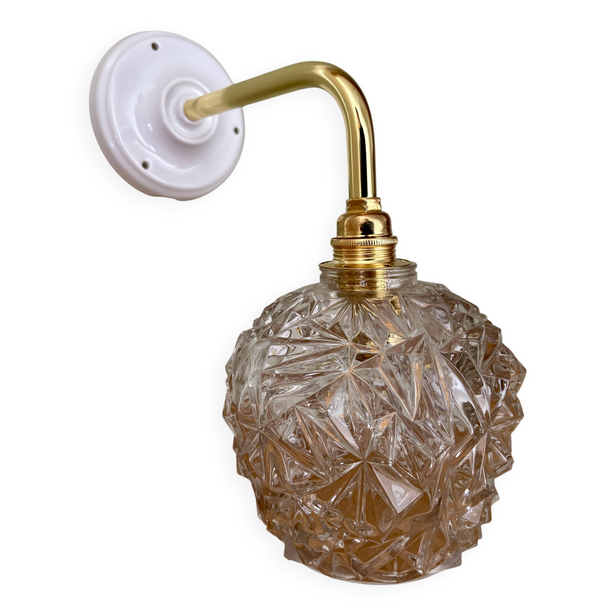 Vintage moulded glass elbow wall light