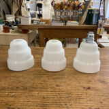 Set of 3 white glass lampshades for suspension