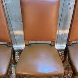 Set of 4 Louis XV style chairs in leather.